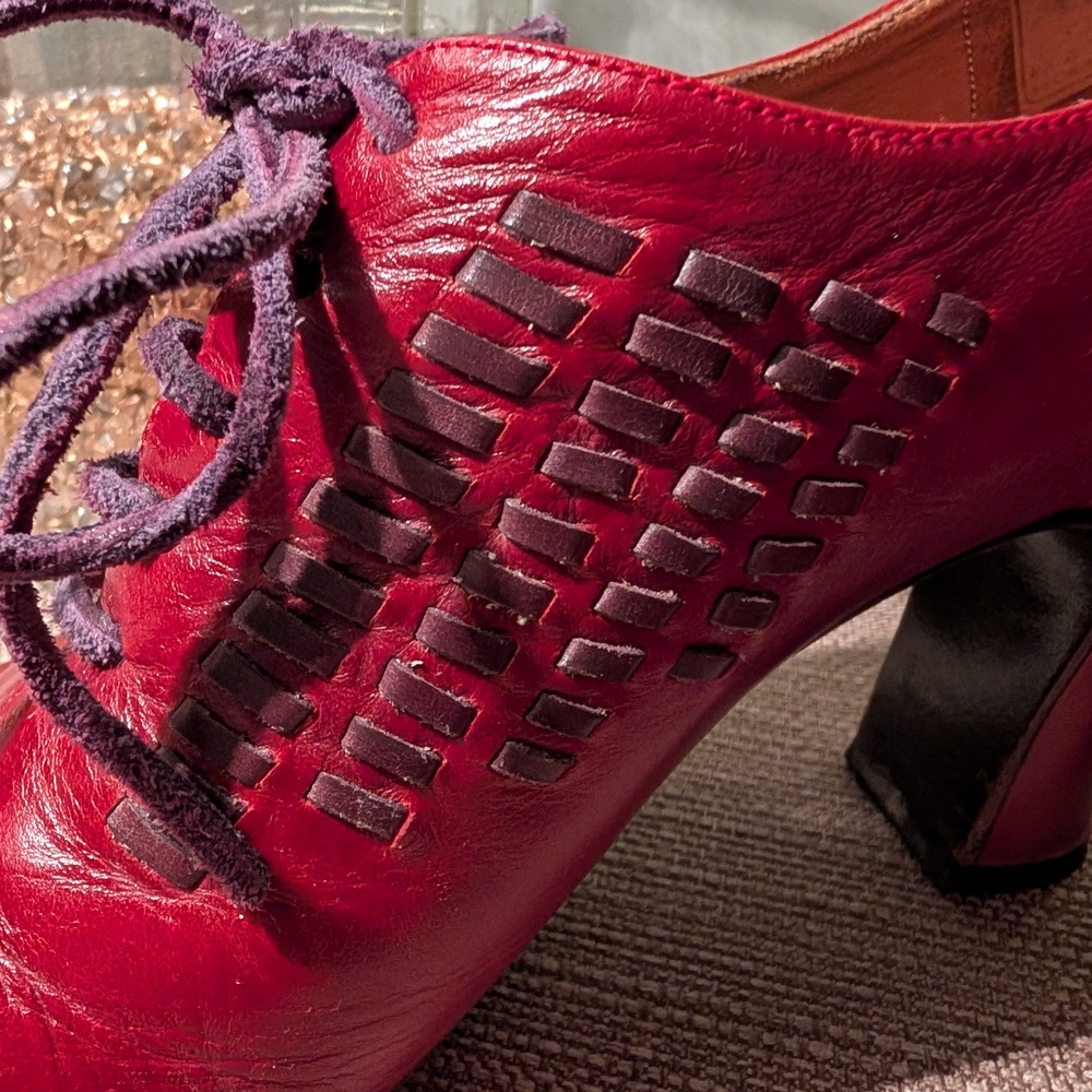 John Fleuvog Red Lace-Up Heels - Picture 2 of 16